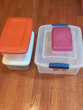Sterilite Clear Plastic Storage Boxes Bundle of 4